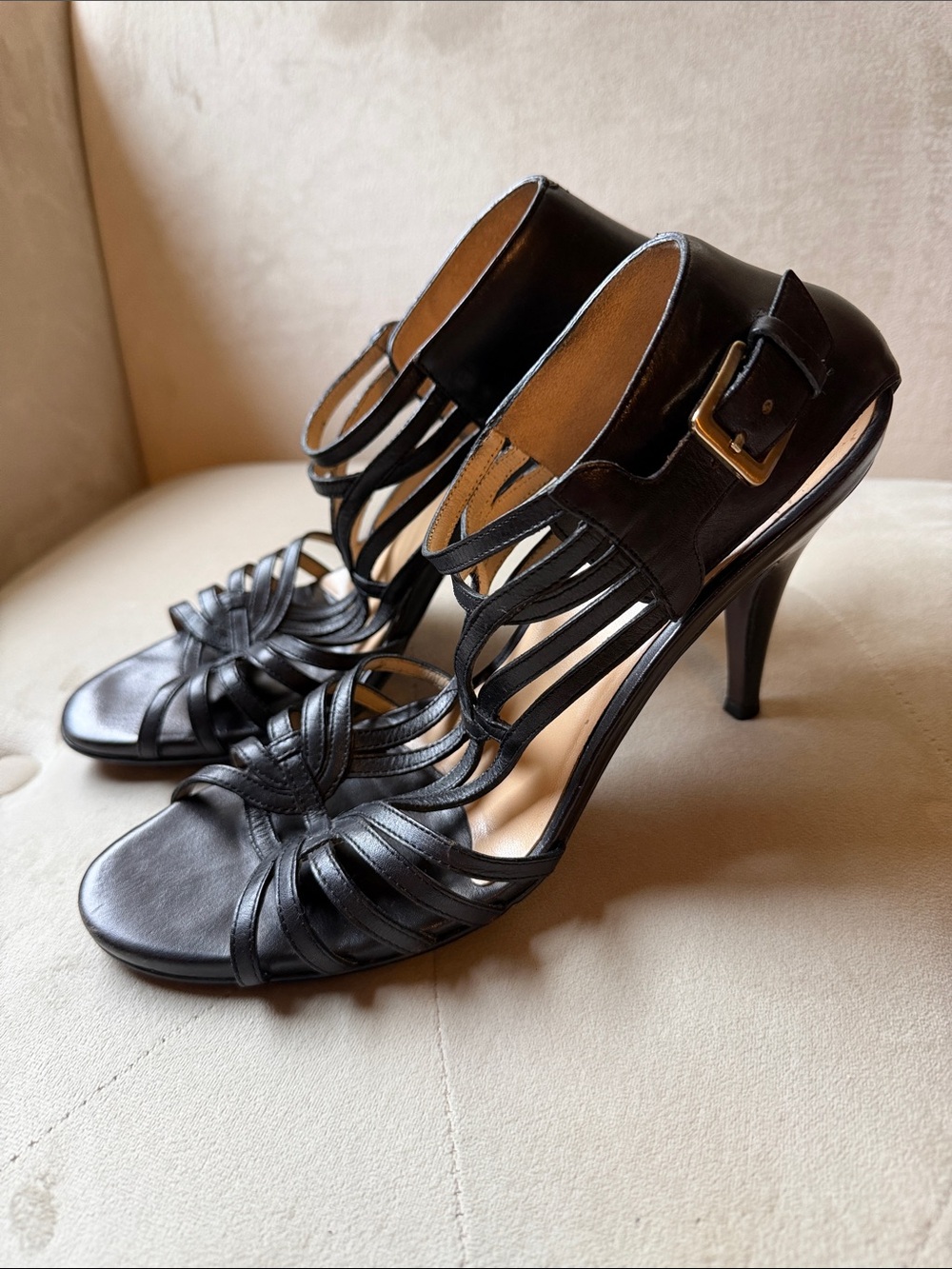 Cole Haan Nike Air Black Strappy High Heel Sandals
